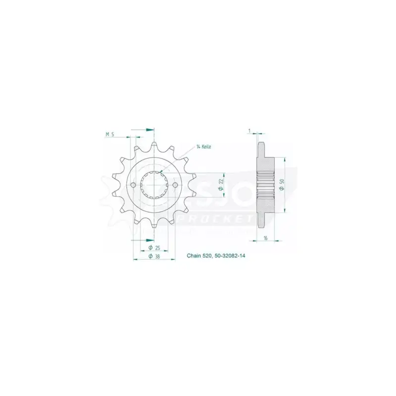 Prix Promo Esjot – Pignon Ducati – 520 – 14 Dents – Similaire JTF736 – Made in Germany